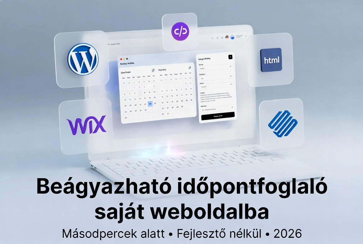 Beágyazható időpontfoglaló modul saját weboldalon mobil és desktop nézetben